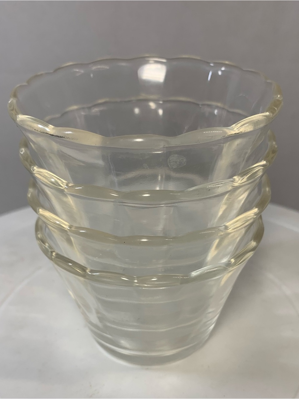 Fire King Set of 4 Clear Glass Custard Dessert 5oz Bowls. 3885